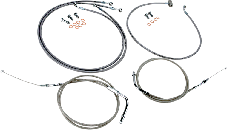 Baron - Cable Line Kit - 12" - 14" - Roadliner - Stainless Steel - Stainless Handlebar Cable/Line Kit - BA-8059KT-12