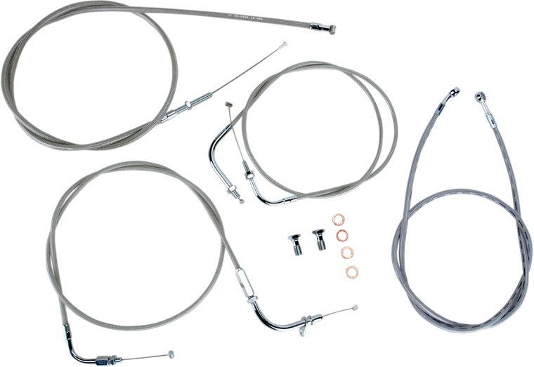 Baron - Cable Line Kit - 15" - 17" - XVS650CU - Stainless Steel - Stainless Handlebar Cable/Line Kit - BA-8014KT-16