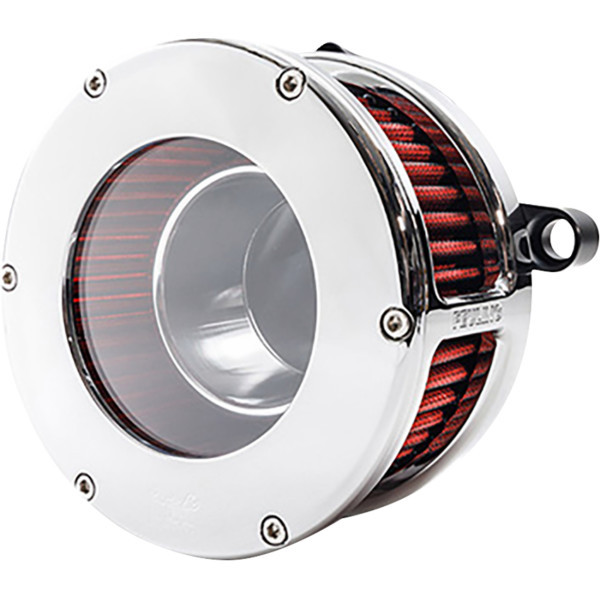 Feuling Parts - Air Cleaner Ba Clear Cover Chrome/red M8 Vvt