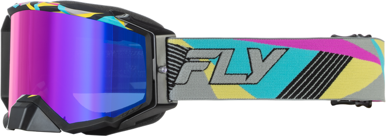 Fly Racing - Zone Elite Retro Goggle Neon W/ Magenta Mirror/blue Lens