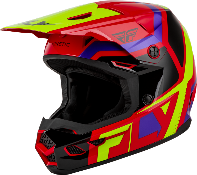 Fly Racing - Youth Kinetic Scrap Helmet Red/hi-vis/purple/black Ys