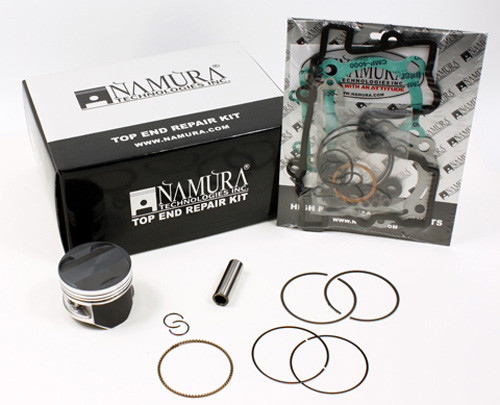 Top End kit includes: piston, rings, wrist pin, clips, top end bearing, and gasket kit<br><br>MOS2 (Teflon/Molybdenum) Coated Skirts A rolled on application process provides a bond that is 10 times stronger than other spray on coatings. Benefits include increased heat transfer, reduced friction and helping to eliminate cold seizures<br><br>Machined Smooth Heads Reflects combustion heat and reduces carbon buildup, protecting the top of the piston. Some tests have shown this feature can increase horsepower and fuel economy by up to 6%<br><br>Anodized Domes Increases heat resistance and durability; pistons with anodized domes are 75% stronger than non-anodized pistons<br><br>Hypereutectic Casting Process Provides higher silicon content for reduced expansion rates and additional wear resistance; it also has an ability to withstand higher cylinder temperatures