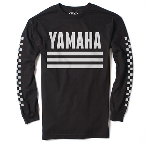 <ul><li>Black</li><li>Men's crew long sleeve shirt</li><li>100% cotton 4.3 oz. combed ring spun</li><li>Screen printed front and sleeve</li><li>Official Yamaha licensed apparel</li></ul>