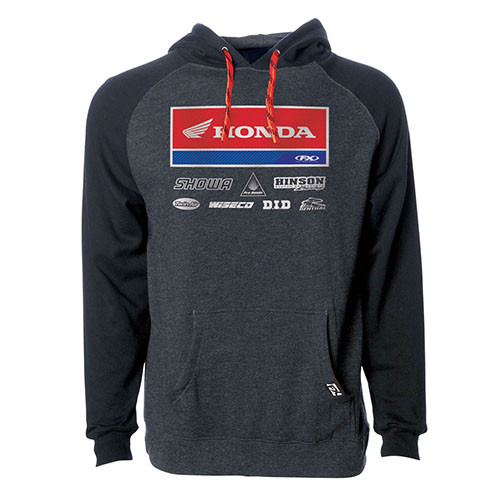 <ul><li>Black/Charcoal | Hooded Pullover Sweatshirt</li><li>80% Cotton 20% Poly 7oz. Mid-weight Fleece</li><li>Screen printed graphics, contrasting draw-cords</li></ul>