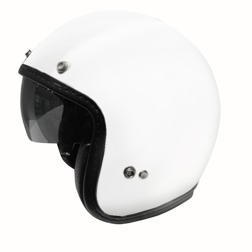Thermoplastic alloy shell<br>Three snap universal bubble peak<br>Removable cheek pads<br>DOT FMVSS-218 safety approved<br>Perfect blend of leading innovations and superior workmanship<br>Manufactured to offer high value and everlasting reliability<br>Strict quality control ensures conformance to safety standards<br><br><br>  3/4 Retro Solid Open Face Helmet (032-118) by ZOAN®. The 3.4 Retro helmet is a stylish and functional street helmet designed for comfort and durability. With a sun visor and double d-ring retention system, this helmet is sure to provide the features you want and need in a street helmet.<br><br>  3/4 Retro Solid Open Face Helmet<br>Quick release inner sun shield<br>