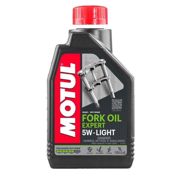 <p>5W synthetic base fork oil.</p><p>Technosynthese® hydraulic fluid for telescopic Forks. This product contains an anti-friction additive specially developed by Motul to create easier sliding and to avoid drag in the fork. It offers stable absorption through an extended range of temperatures thanks to the synthetic base stocks. It is formulated with anti-wear, anti-corrosion and anti-foaming and ensures seals protection.</p><p>6 bottles per case.</p>
