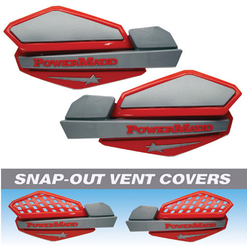 <p>PowerMadd Star Handguard System</p><p>Get the ultimate in hand protection for your ATV, motorcycle, PWC, and snowmobile</p><p>Remove the vent covers for better airflow, while still blocking branches and debris</p><p>Handguards with standard removable air deflector</p><p>Sold as a pair</p><p>Mount sold separately</p>