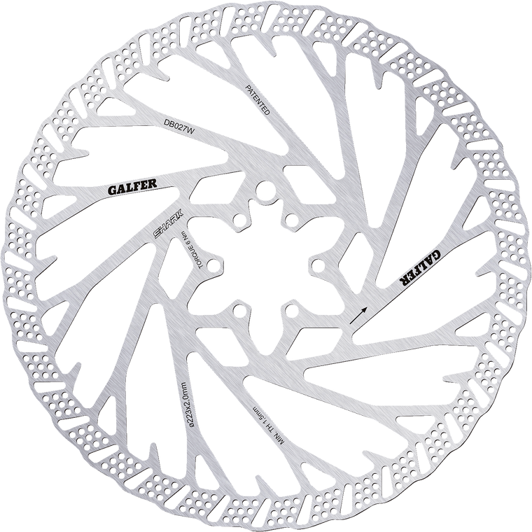 Galfer - Shark Brake Rotor - 223 mm x 2 mm - Shark 6-Bolt Bicycle Brake Rotor - DB027W