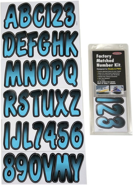 Can-Am Boat Lettering Bluejay/Black 3"³ Registration Kit - Hardline