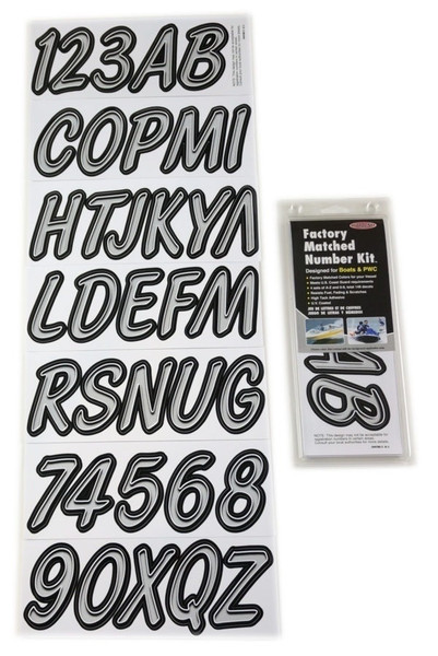 Can-Am Boat Lettering Silver/Black 3"³ Registration Kit - Hardline