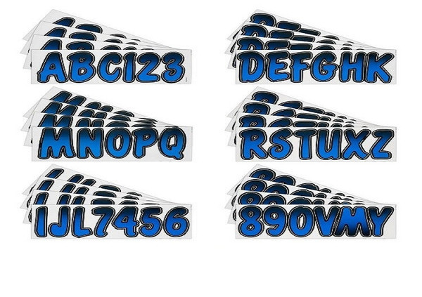 Honda Pioneer/Talon Boat Lettering Blue/Black 3"³ Registration Kit - Hardline