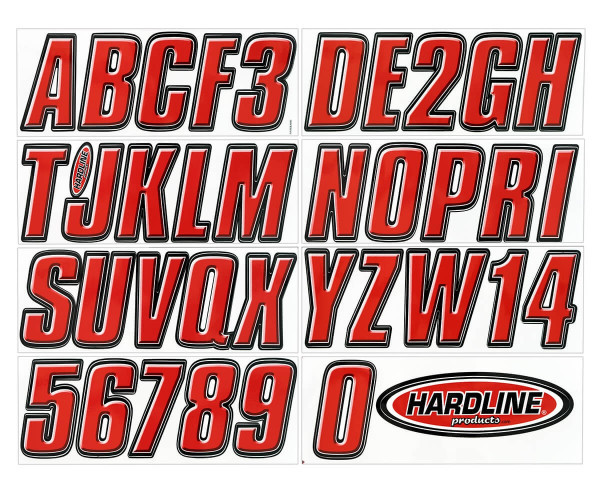 Honda Pioneer/Talon Boat Lettering Red/Black 3"³ Registration Kit - Hardline