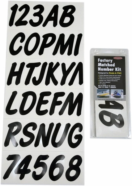 Honda Pioneer/Talon Boat Lettering Solid Black 3inch Registration Kit - Hardline