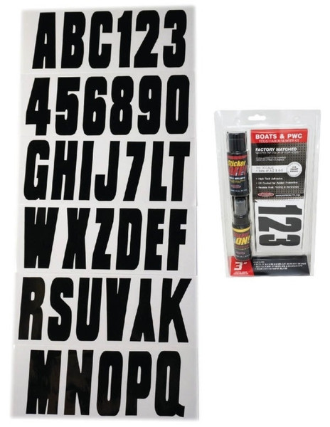 Honda Pioneer/Talon Boat Lettering Solid Black 3inch Registration w/Install Kit - Hardline
