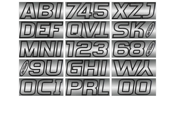 Kawasaki Boat Lettering Chrome/Black 3 Registration Kit - Hardline