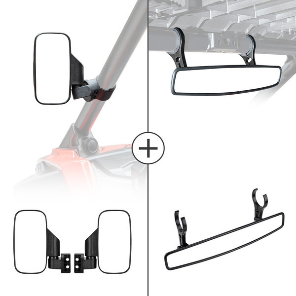 Can-Am Commander/Maverick Side View & Center Rearview Mirror with 1.75" or 2" Clamps - Kemimoto