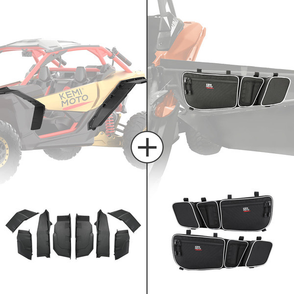 Can-Am Maverick X3/ Maverick X3 Max Extended Fender Flares & Door Bags - Kemimoto