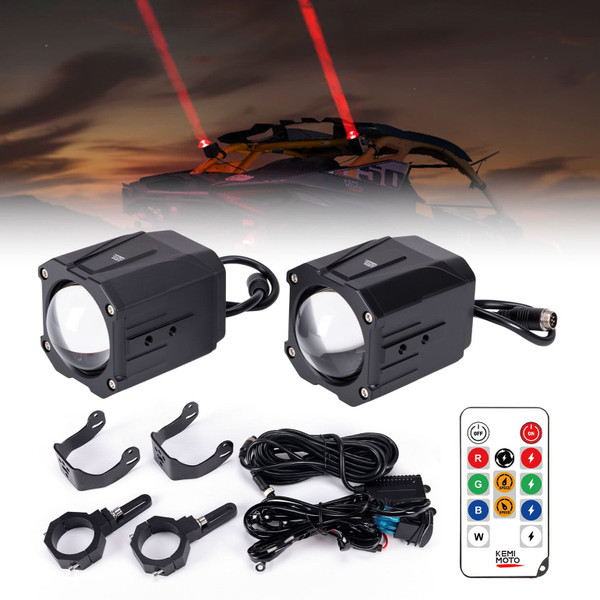 Can-Am Maverick X3/Defender Whipless LED Chase Lights "“ 9 Flash Modes, Fits 1.5''"“2'' Roll Cages - Kemimoto
