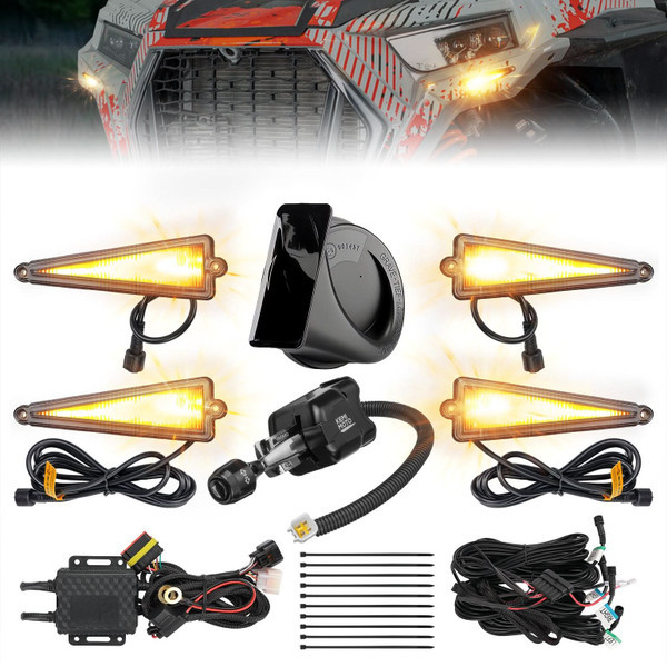 Polaris Ranger Universal 3-in-1 Triangle Turn Signal Kit with Column Switch & 110dB Horn - Kemimoto