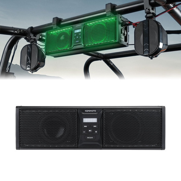 Polaris RZR Universal 2.1CH 17" Bluetooth SoundBar with RGB Lights 1''-2'' Roll Bar - Kemimoto