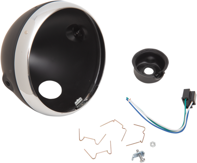 Emgo - 7" Lucas Style Headlight Shell - Black - Lucas Style 7" Side Mount Headlight Shells - 66-65068 Emgo - 7" Lucas Style Headlight Shell - Black - Lucas Style 7" Side Mount Headlight Shells - 66-65068