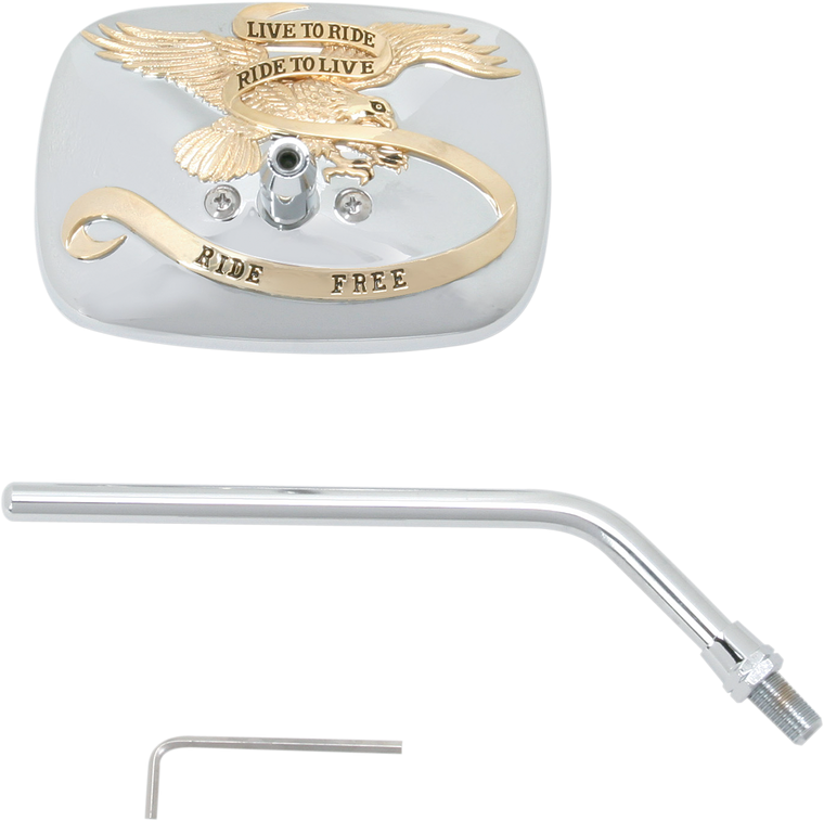 Emgo - Live to Ride Free Mirror - Chrome/Gold - Right - "Live to Ride Free" Custom Mirror - 20-31759A Emgo - Live to Ride Free Mirror - Chrome/Gold - Right - "Live to Ride Free" Custom Mirror - 20-31759A