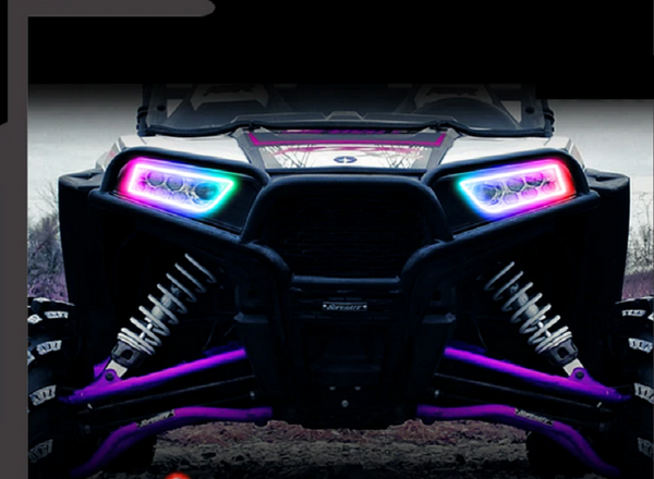 Polaris RZR 900 / 1000 Turbo Dynamic ColorSHIFT RGB+A Surface Mount Headlight Halo Kit - Oracle Lighting