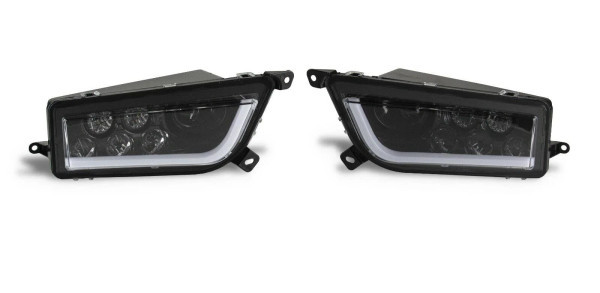 Polaris General 1000 LED Blackout Headlight Pair with LED Halo Strip - Quad Logic