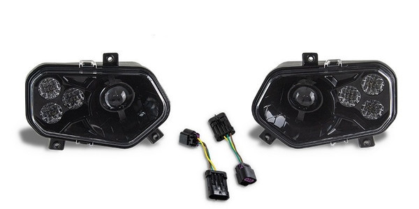 Polaris RZR 800 Black LED Headlights & Adapter Harnesses - Quad Logic