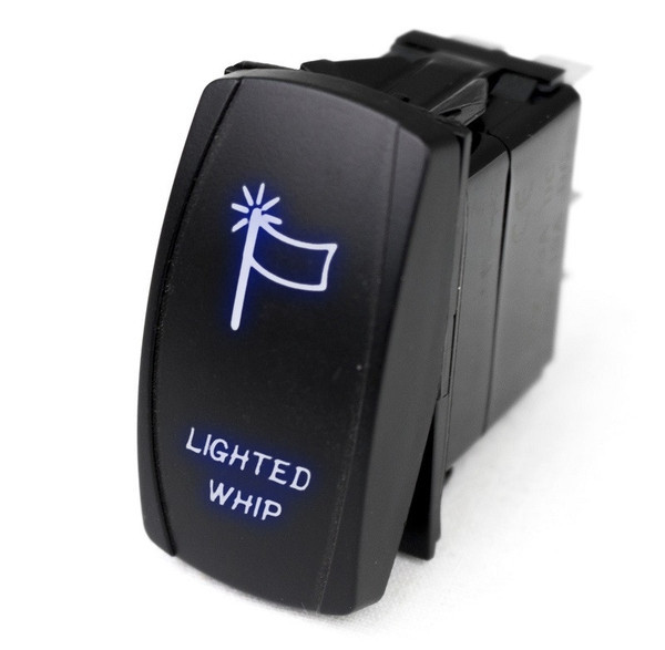 Can-Am LED Rocker Switch w/ Blue LED Radiance Lighted Whip - Race Sport Lighting
