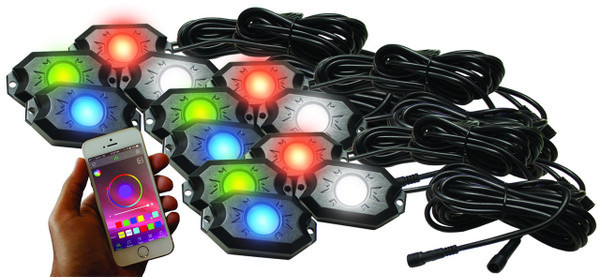 Honda Pioneer/Talon NEW 12-POD RGB+W Hi-Power Rock Light Complete Kit with Bluetooth APP Controls - Race Sport Lighting