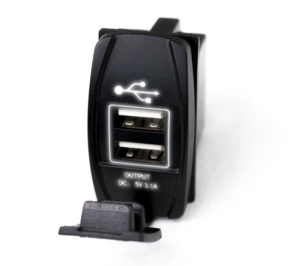 Kawasaki Mule / Teryx LED Rocker Switch 2-Port USB Charge Panel w/ White Radiance - Race Sport Lighting