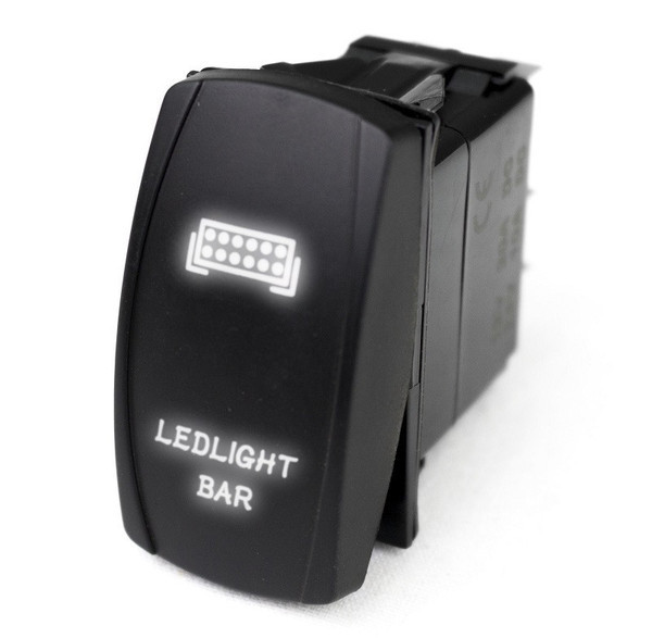 Polaris Ranger LED Rocker Switch with White LED Radiance LED Light Bar - Race Sport Lighting