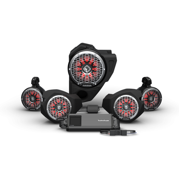 Polaris RZR Ride Command Stage-5 3-Way Interface, 1500 watt, Front Color Optix Speaker, Subwoofer & Rear Speaker Kit (Gen-3) - Rockford Fosgate