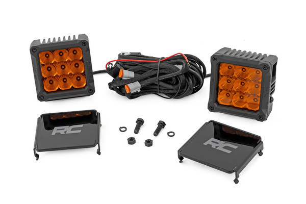 Can-Am Offroad 4 Inch Square Amber DRL LED Amber Light Pods - Rough Country