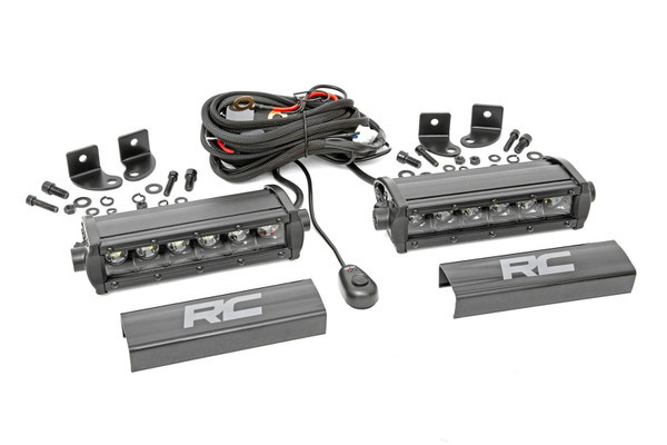 Polaris RZR 6" Single Row Black Series LED Light Bar Pair - Rough Country