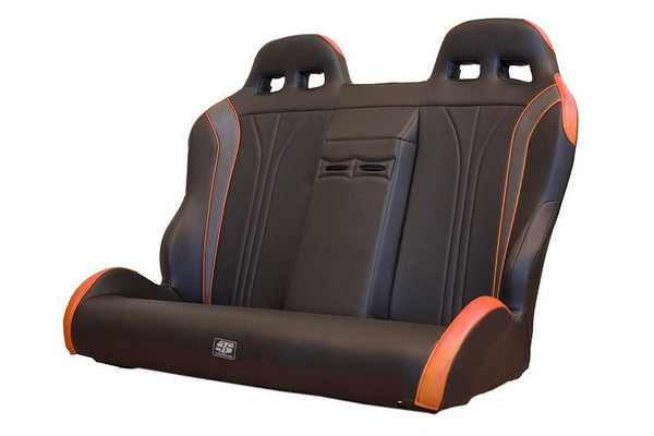 Polaris RZR XP 4 1000 / Turbo Black & Orange Vinyl Vortex Carbon Fiber Rear Bench Seat - UTV Inc
