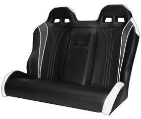 Polaris RZR XP 4 900 / 1000 / Turbo Black & White Vinyl Vortex Carbon Fiber Rear Bench Seat - UTV Inc