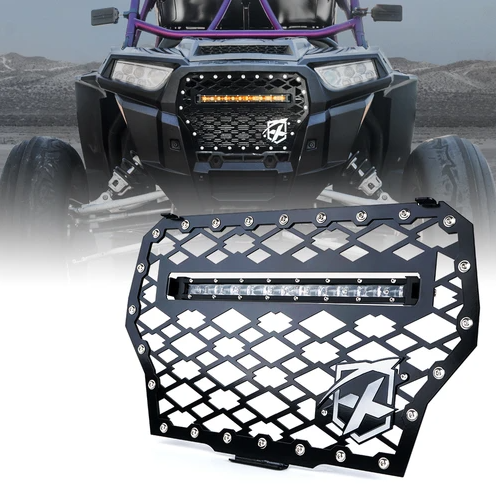 Polaris RZR 1000 XP Turbo Black Steel Mesh Grille with 60W LED Lightbar - Xprite