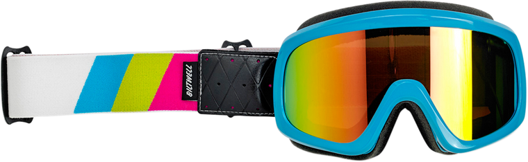 Biltwell - Overland 2.0 Goggles - Tri-Stripe - Cyan/Jet Boat - Overland 2.0 Goggles - Tri-Stripe - 2111-0944-003