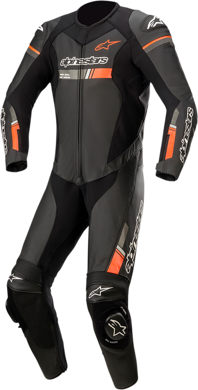 Alpinestars - GP Force Chaser 1-Piece Leather Suit - Black/Red Fluorescent- US 48 / EU 58 - GP Force Chaser 1-Piece Leather Suit - 3150321-1030-58