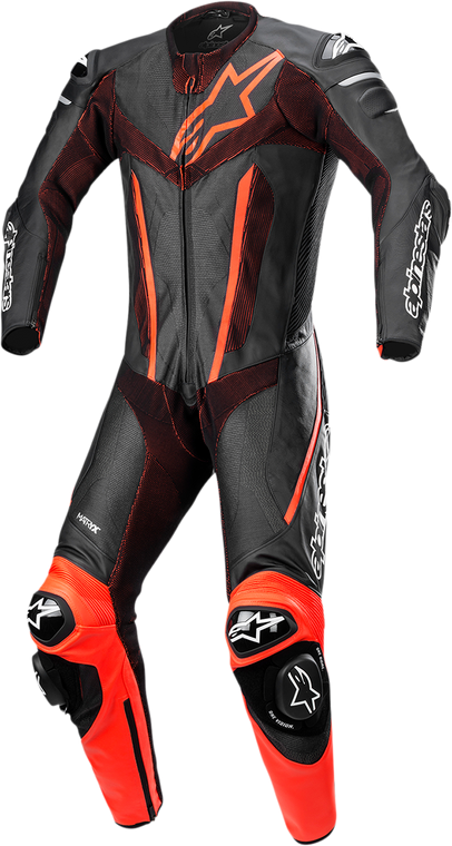 Alpinestars - Fusion 1-Piece Suit - Black/Red Fluorescent - US 46 / EU 56 - Fusion 1-Piece Suit - 3153022-1030-56
