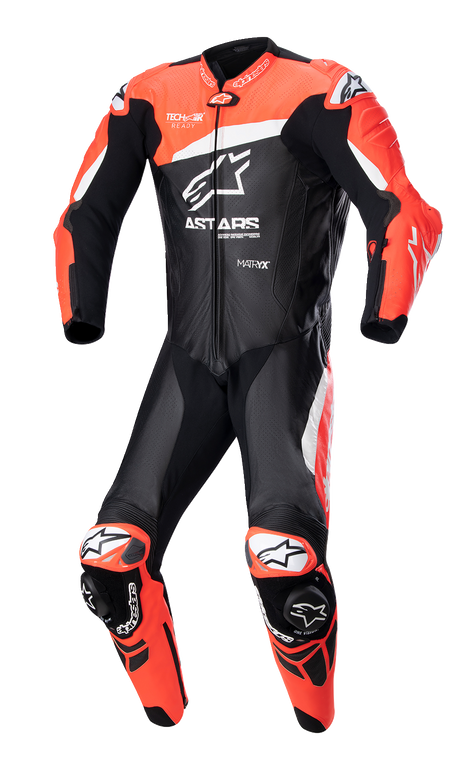 Alpinestars - GP Plus v4 Leather Suit - Black/Red Fluo/White - US 48 / EU 58 - GP Plus v4 Leather Suit - 3150523132158