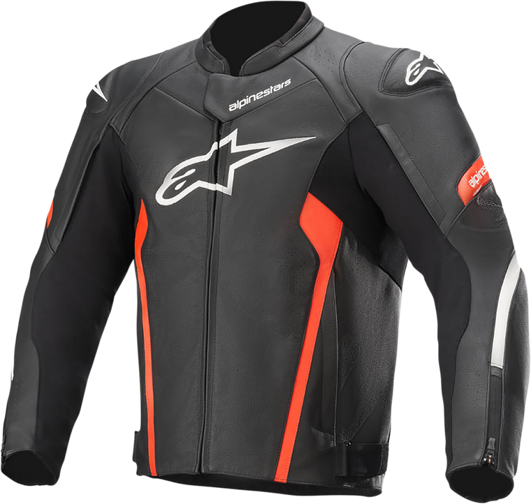 Alpinestars - Faster v2 Leather Jacket - Black/Red - US 44 / EU 54 - Faster v2 Leather Jacket - 3103521-1030-54