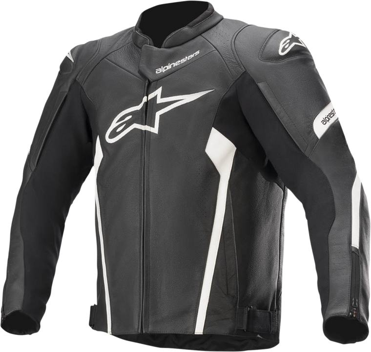Alpinestars - Faster v2 Leather Jacket - Black/White - US 46 / EU 56 - Faster v2 Leather Jacket - 3103521-12-56