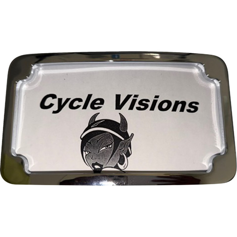Cycle Visions - License Plate Frame - Curved - Chr - 3 Hole W/o Light - Unv - CV4642