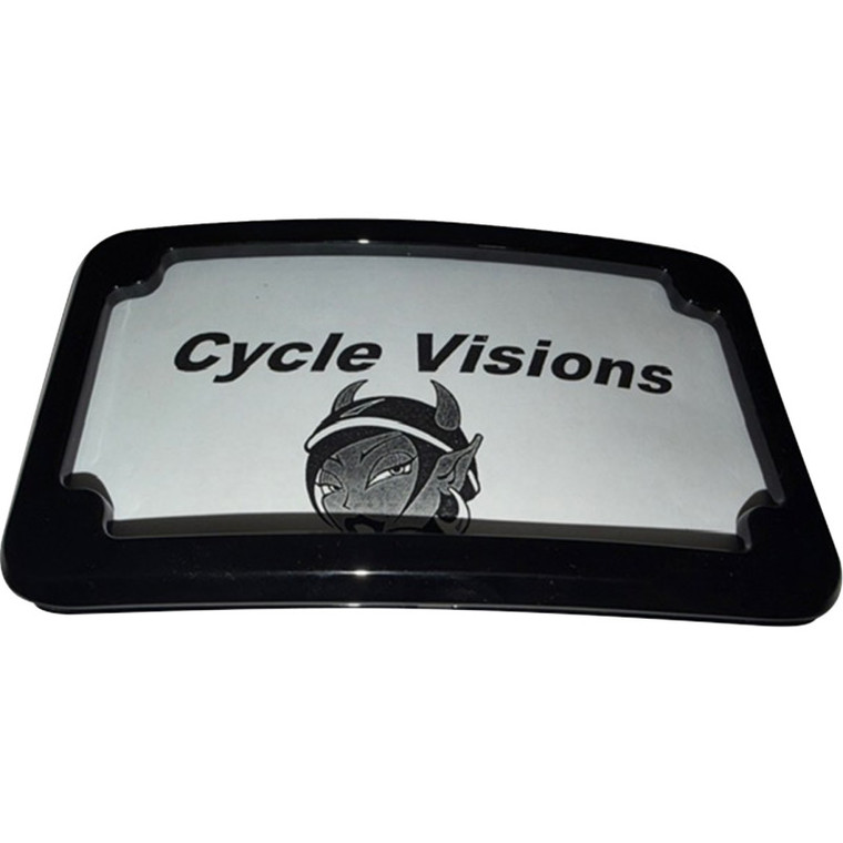 Cycle Visions - License Plate Frame - Curved - Blk - 3 Hole W/o Light - Unv - CV4642B