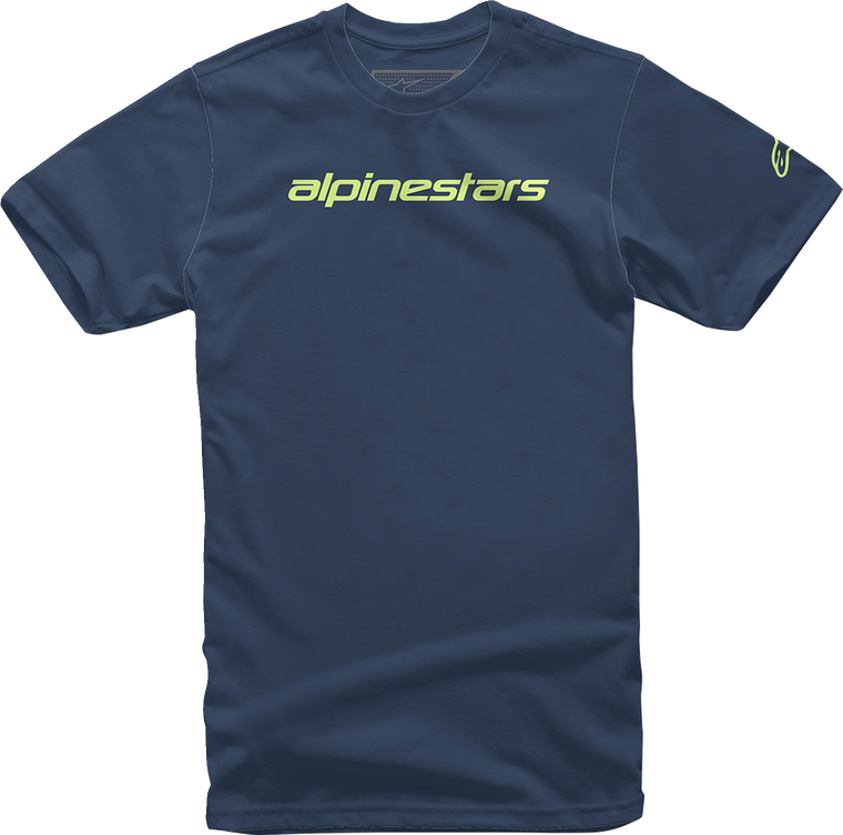Alpinestars - Linear Wordmark T-Shirt - Navy/Lime - XL - Linear Wordmark T-Shirt - 1212720207036XL