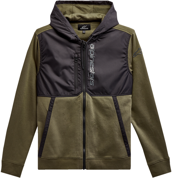 Alpinestars - Aligned Zip Hoodie - Military/Black - Medium - Aligned Zip Hoodie - 1213510006910M