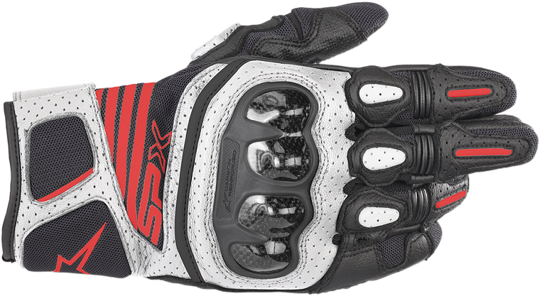 Alpinestars - SPX AC V2 Gloves - Black/White/Fluo Red - Large - SPX AC Gloves - 3567319-1231-L